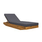 Acacia Wood Chaise Lounge with Cushion - Teak Finish