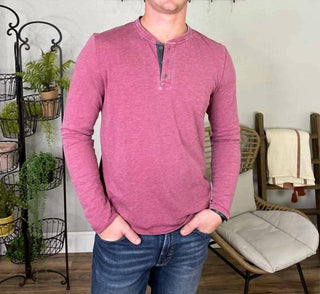 Flags & Anthem - Chantham Burnout Slub Henley Long Sleeve Shirt