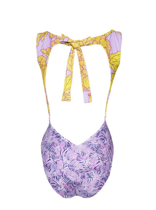 Lia Sahara - Women's Cut Out One Piece + Puffed Sleeves