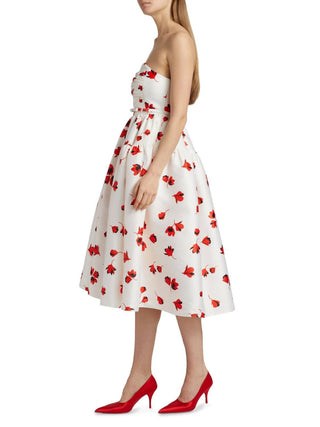 Self-Portrait - Floral Print Taffeta Midi Dress