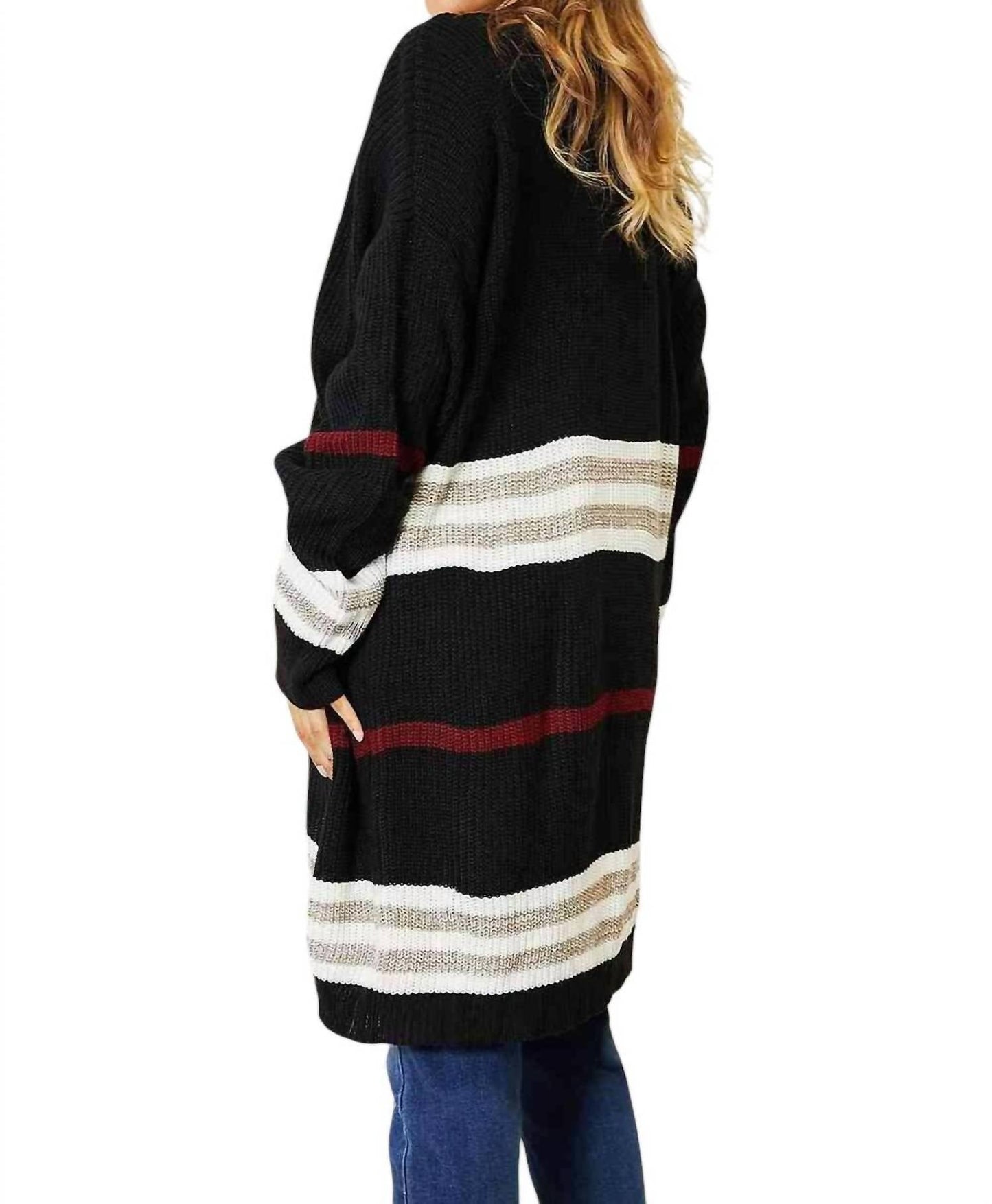 Double Take - Cozy Striped Ribbed Drop Shoulder Sweater