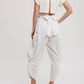 Bluivy - Cropped Ribbon Tie-back Top With Matching Harem Pants