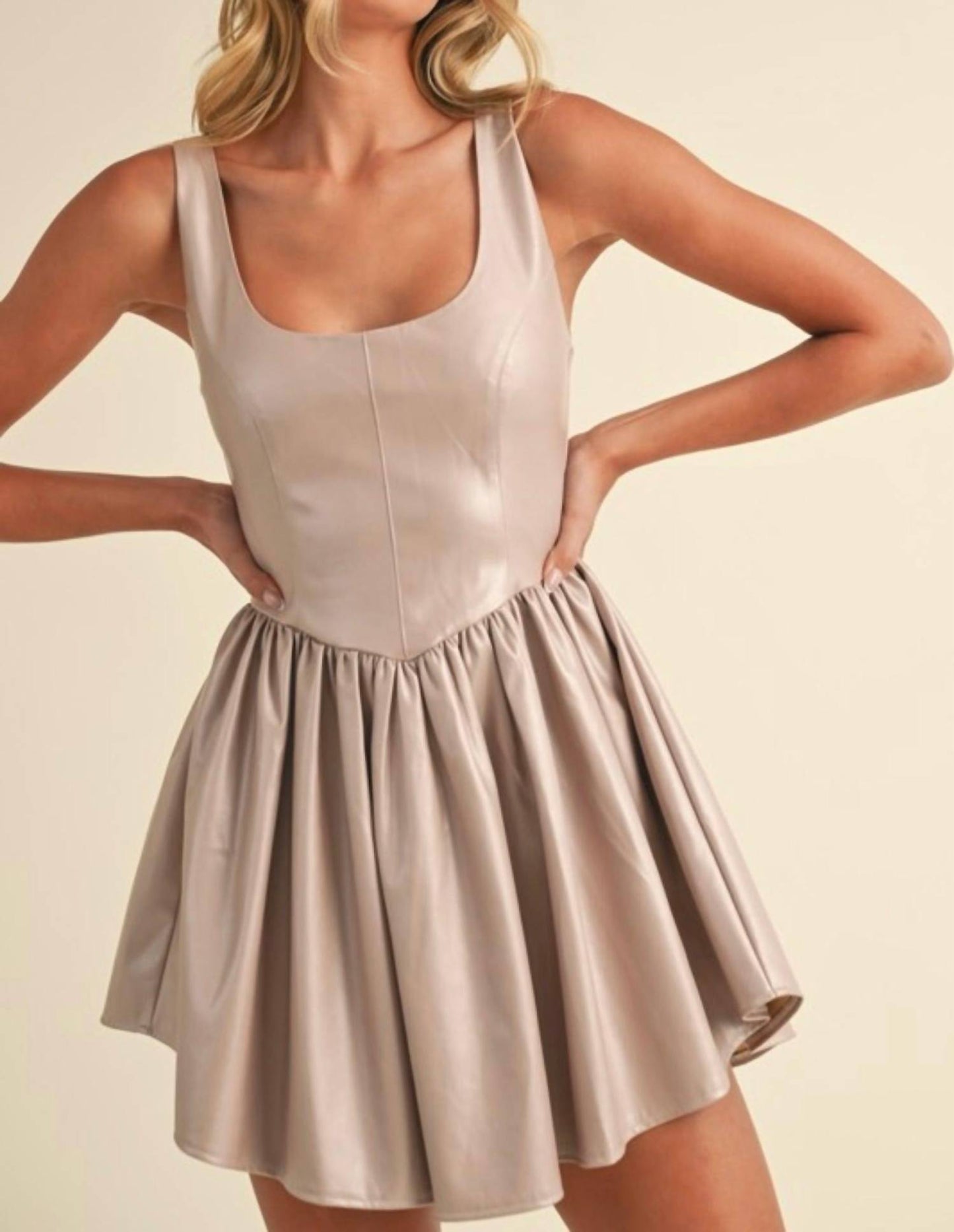 Klesis - Bustier Top Gathered Flare Skirt Mini Dress