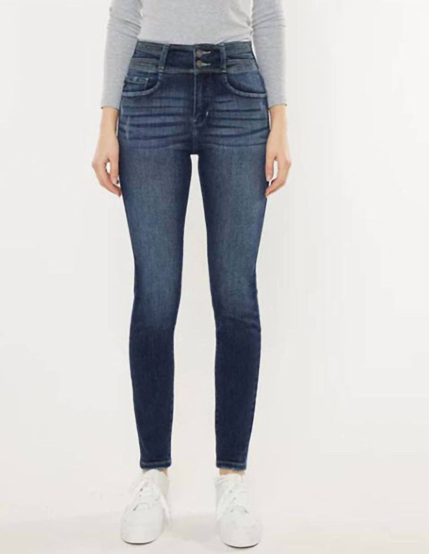 Kancan - High Rise Double Button Skinny Jean