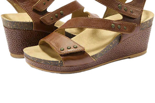 Halsa Footwear - Women's Giselle Leather With Embossed Wedge Sandal