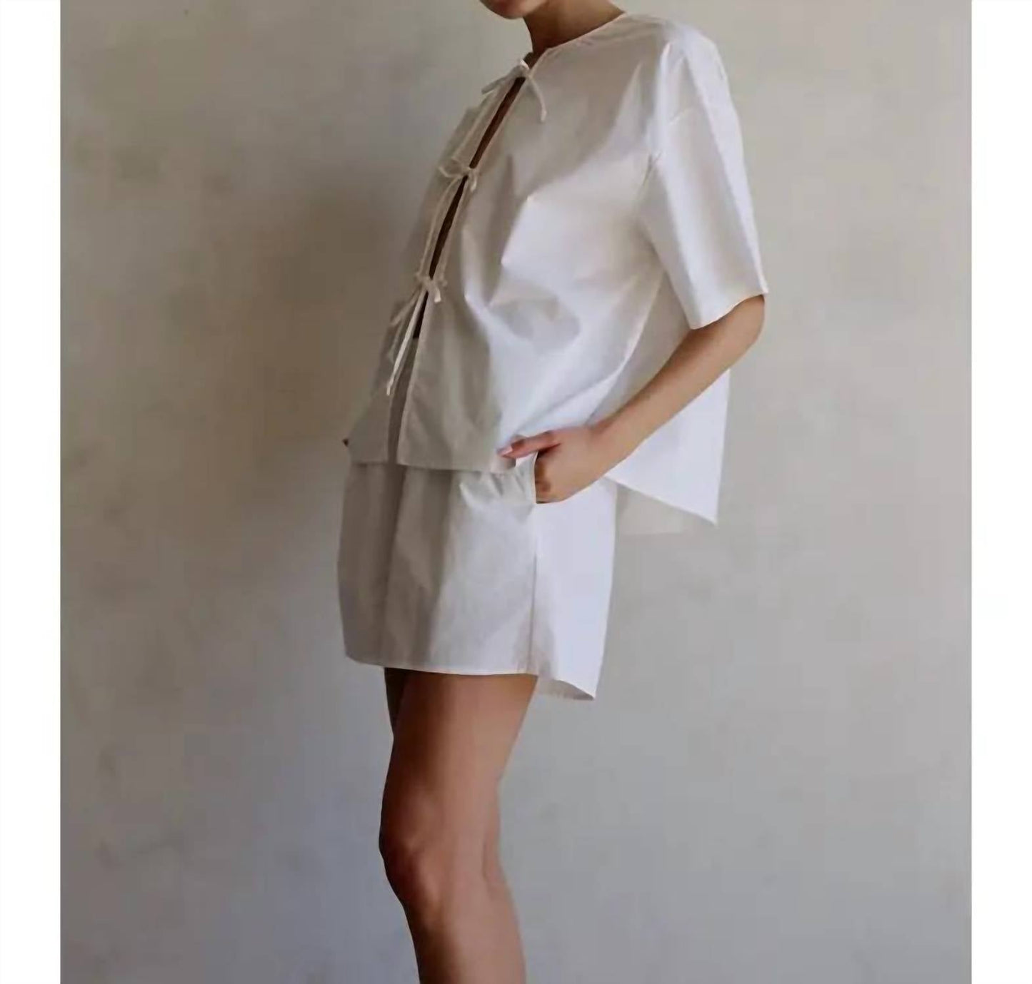 By Together - Woven Cotton Straight Leg Shorts