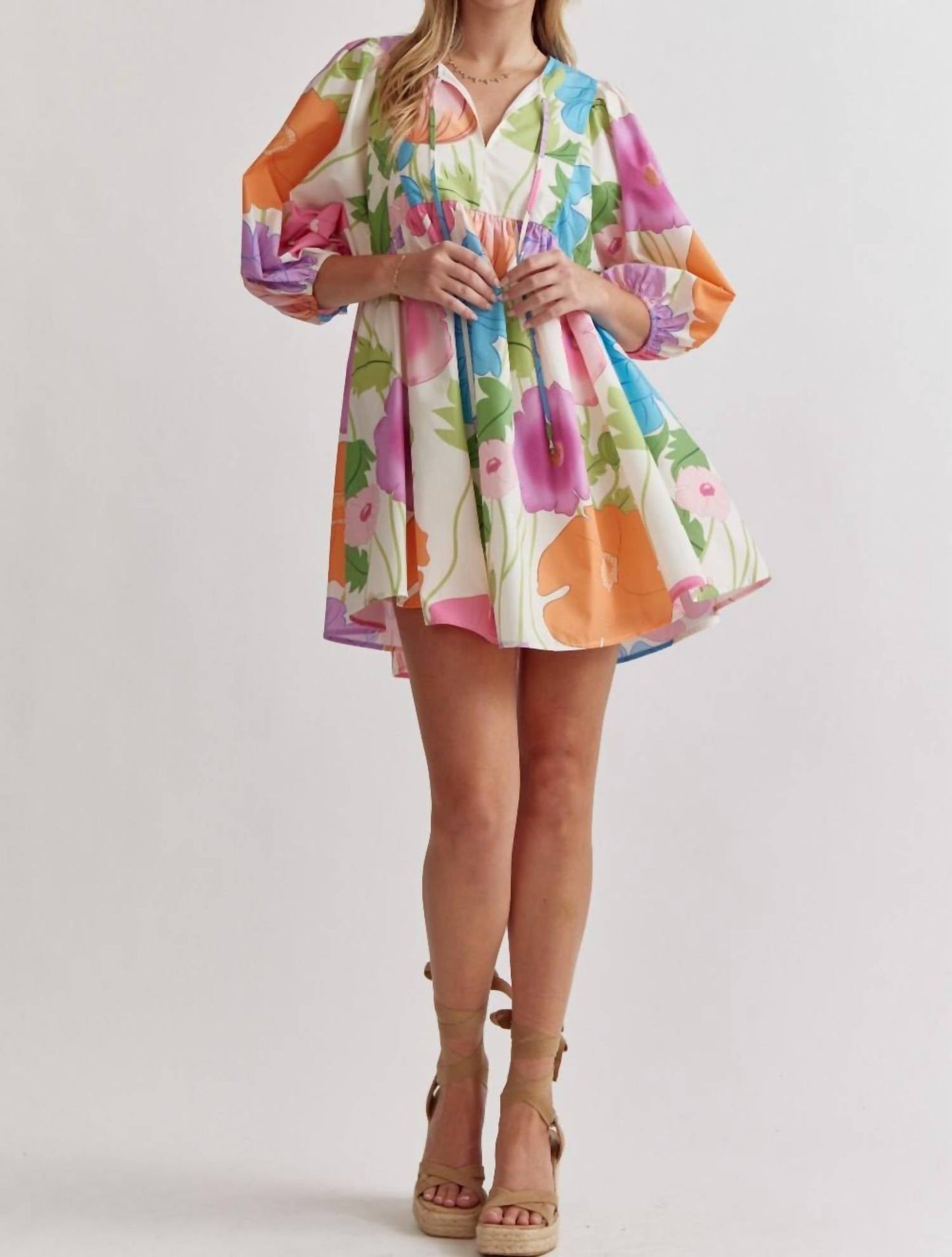 Entro - Blossom Burst Vibrant Floral Mini Dress