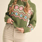 &Merci - Stay Cozy Geometric Pattern Sweater