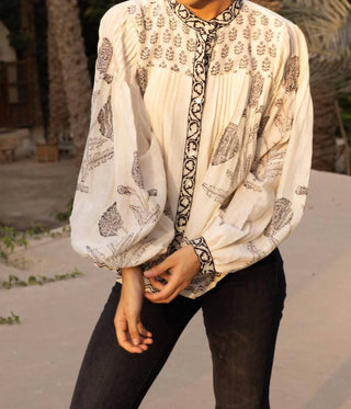 Oliphant - Mandarin Pintuck Blouse