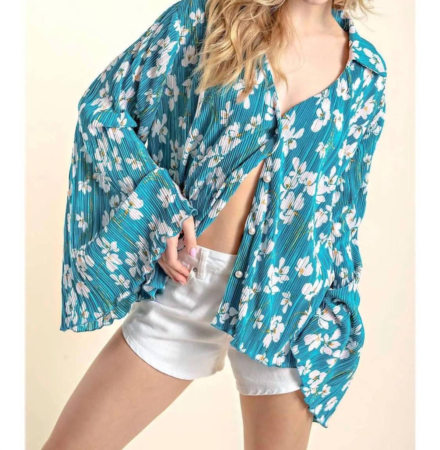 143 Story - Floral Pleated Shirt