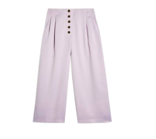 Topshop - Coco Satin High Rise Button Fly Wide Leg Cropped Pants