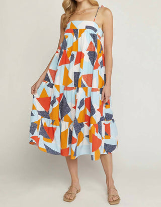 Entro - Abstract Print Midi Dress