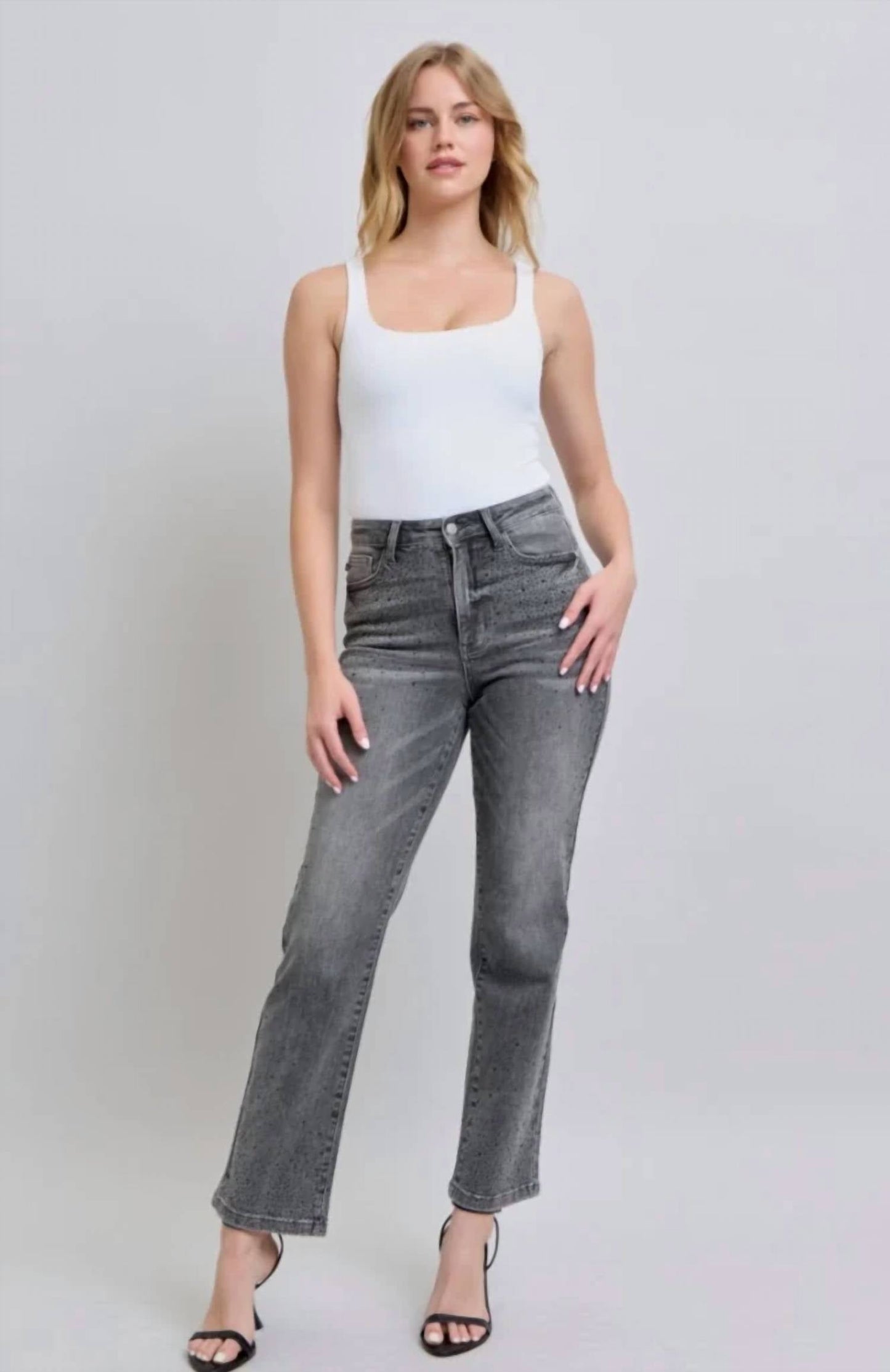 Judy Blue - High Waist Rhinestone Straight Jean