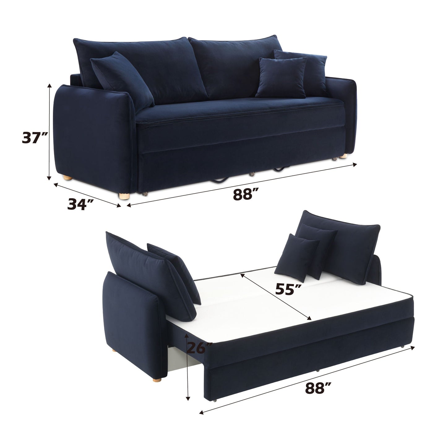 Irina Pull Out Sleep Sofa With Storage