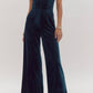 Entro - Velvet Sequin Bow Shoulder Jumpsuit