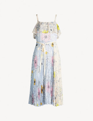 Topshop - Floral Print Midi Pleated Dress