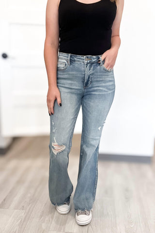 Judy Blue - Mid Rise Tummy Control Distressed Flare