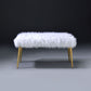 Bagley II Faux Fur Bench - White / Gold