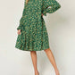 Double Take - Full Size Printed Ruffle Hem Long Sleeve Tiered Dress
