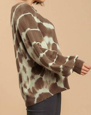 Trendsi - Umgee Full Size Ribbed Hem Tie Dye Round Neck Sweater Plus Size
