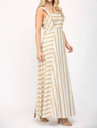 Fate - Two Tone Stripe Long Strap Detailed Maxi Dress