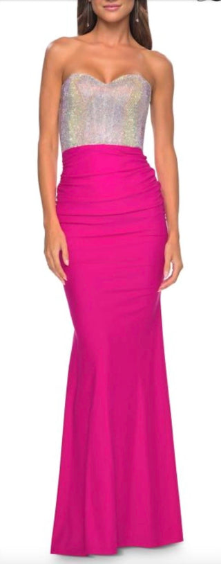 La Femme - Strapless gown with beaded top