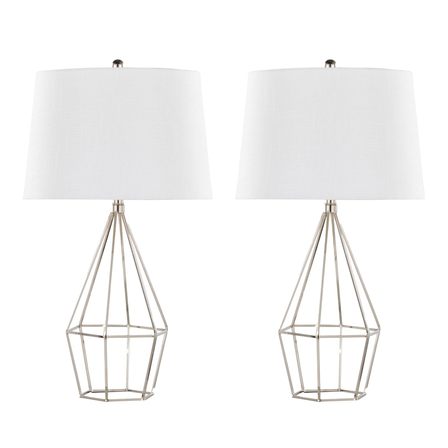 Diana 29" Contemporary Metal Table Lamp Set in Polished Nickel