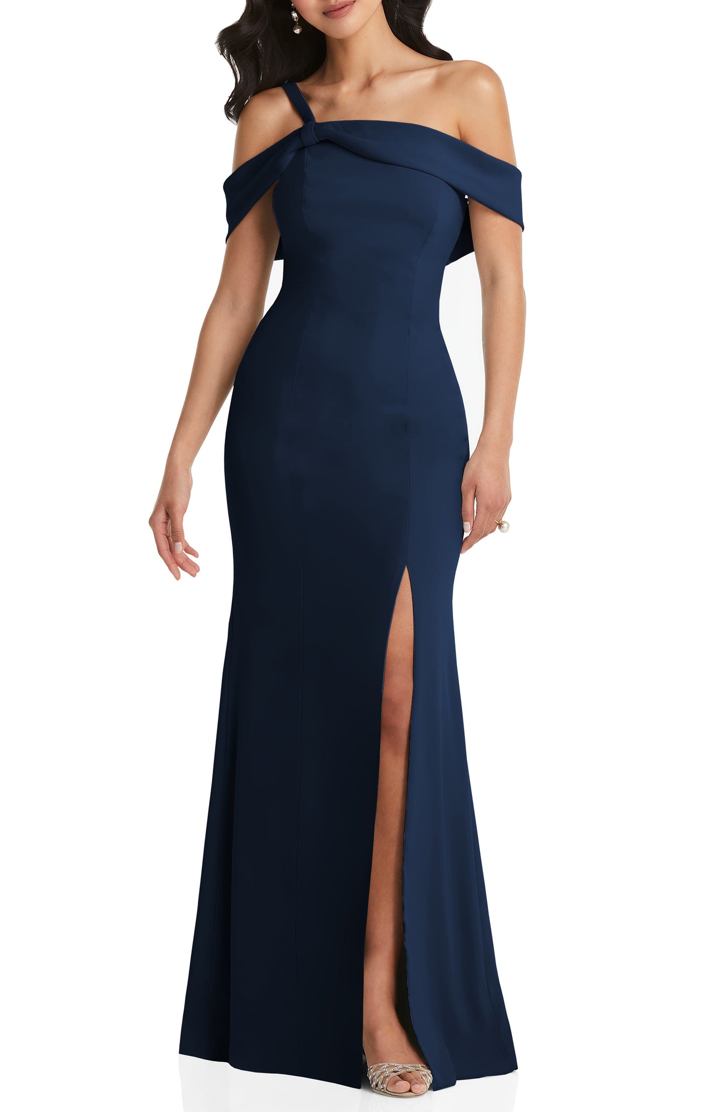 After Six One-Shoulder Slit-Font Gown
