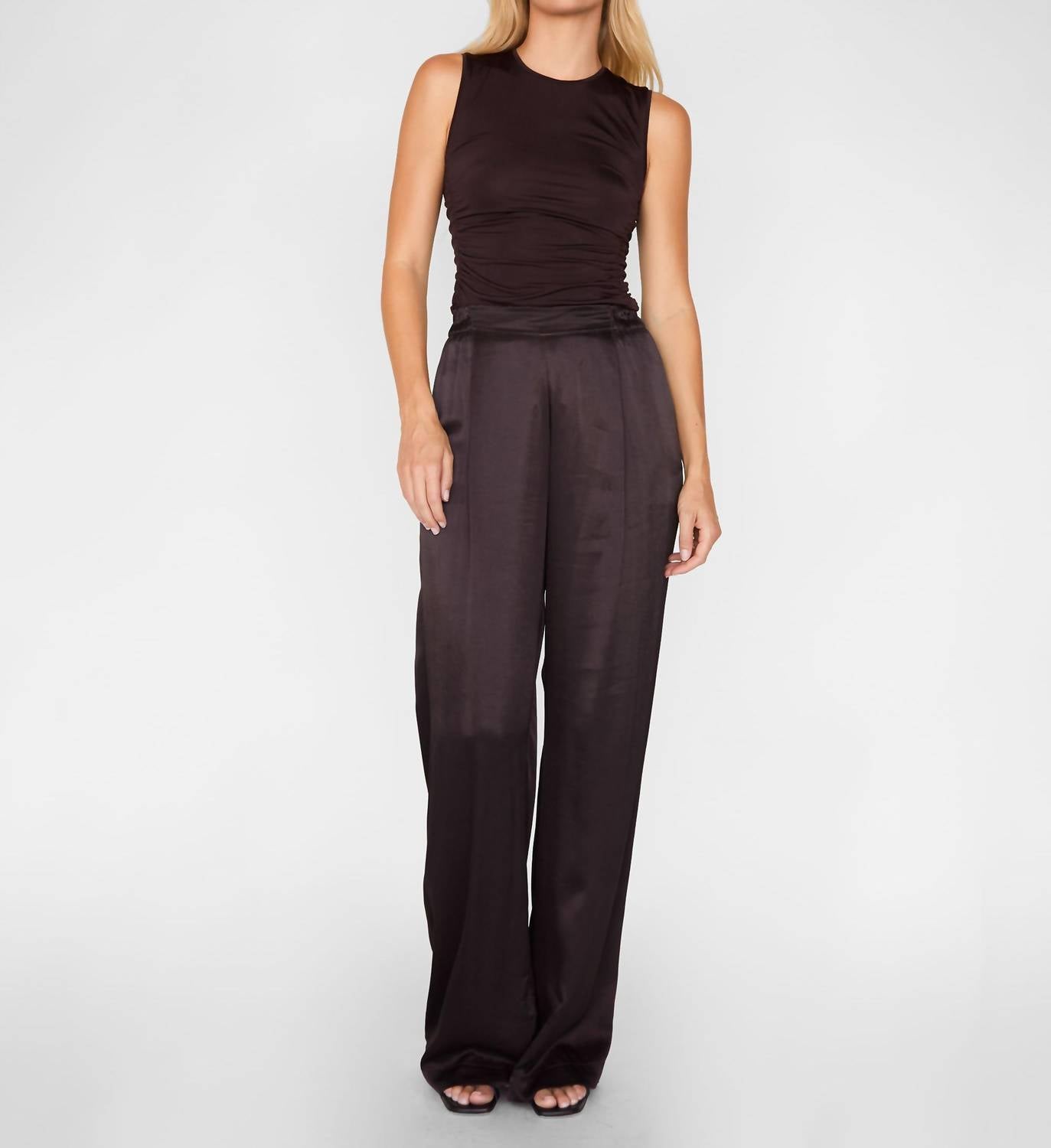 Enza Costa - Straight Pleated Satin Pants