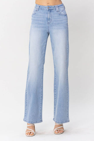 Judy Blue - High Waist With Pocket Details Wide Leg Denim Jeans
