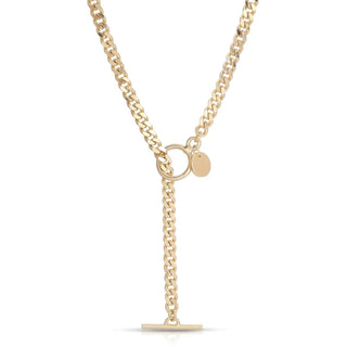Eklexic - Women's Micro Link Curb Chain Convertible Lariat Necklace