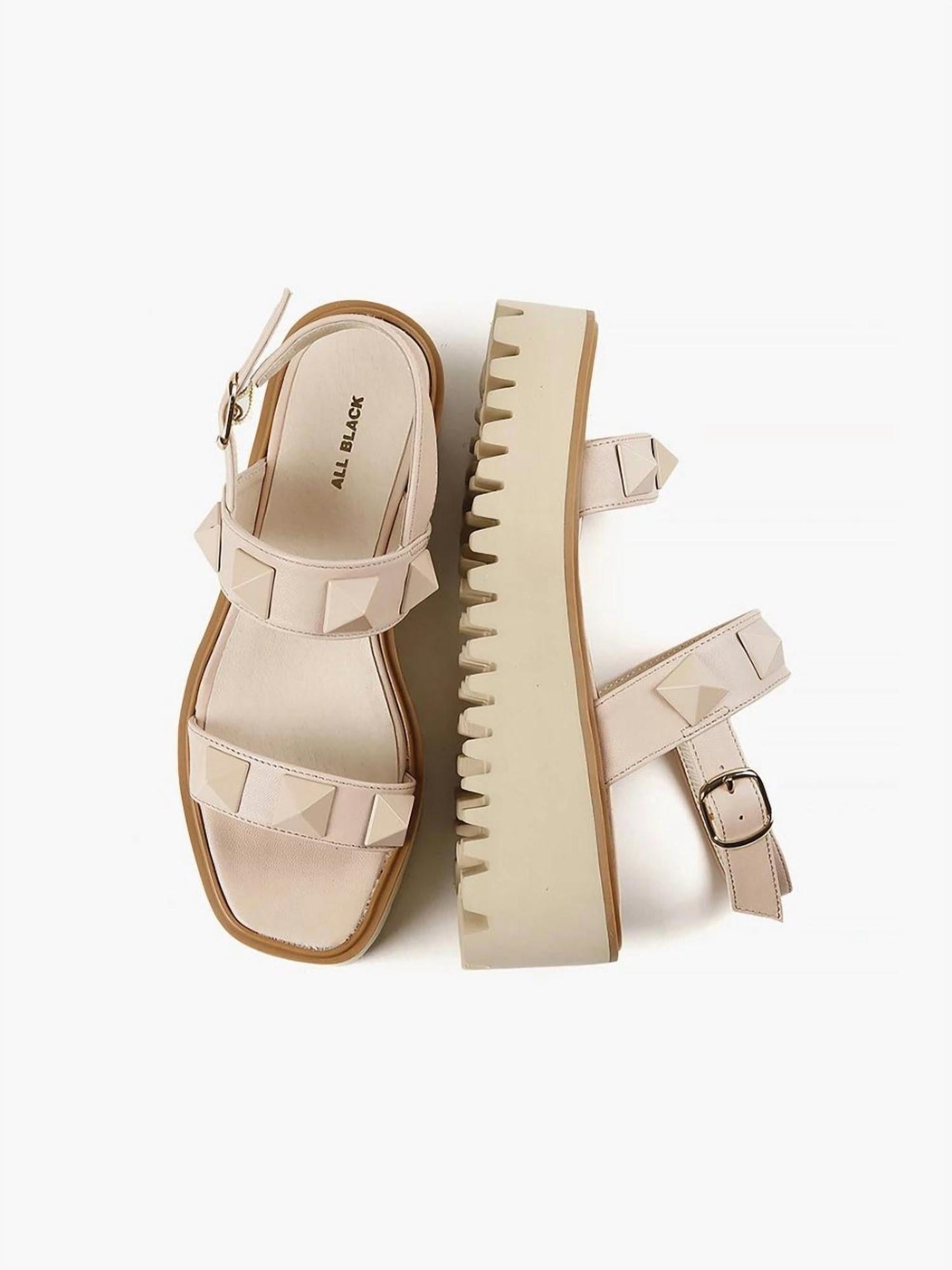 All Black - Pyramid Stud Flatform Sandal