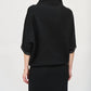 Joseph Ribkoff - Faux Leather Trim Funnel Neck Sweater Top