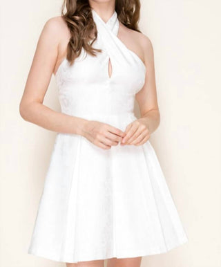 Bright - Cross Halter Jacquard Mini Dress