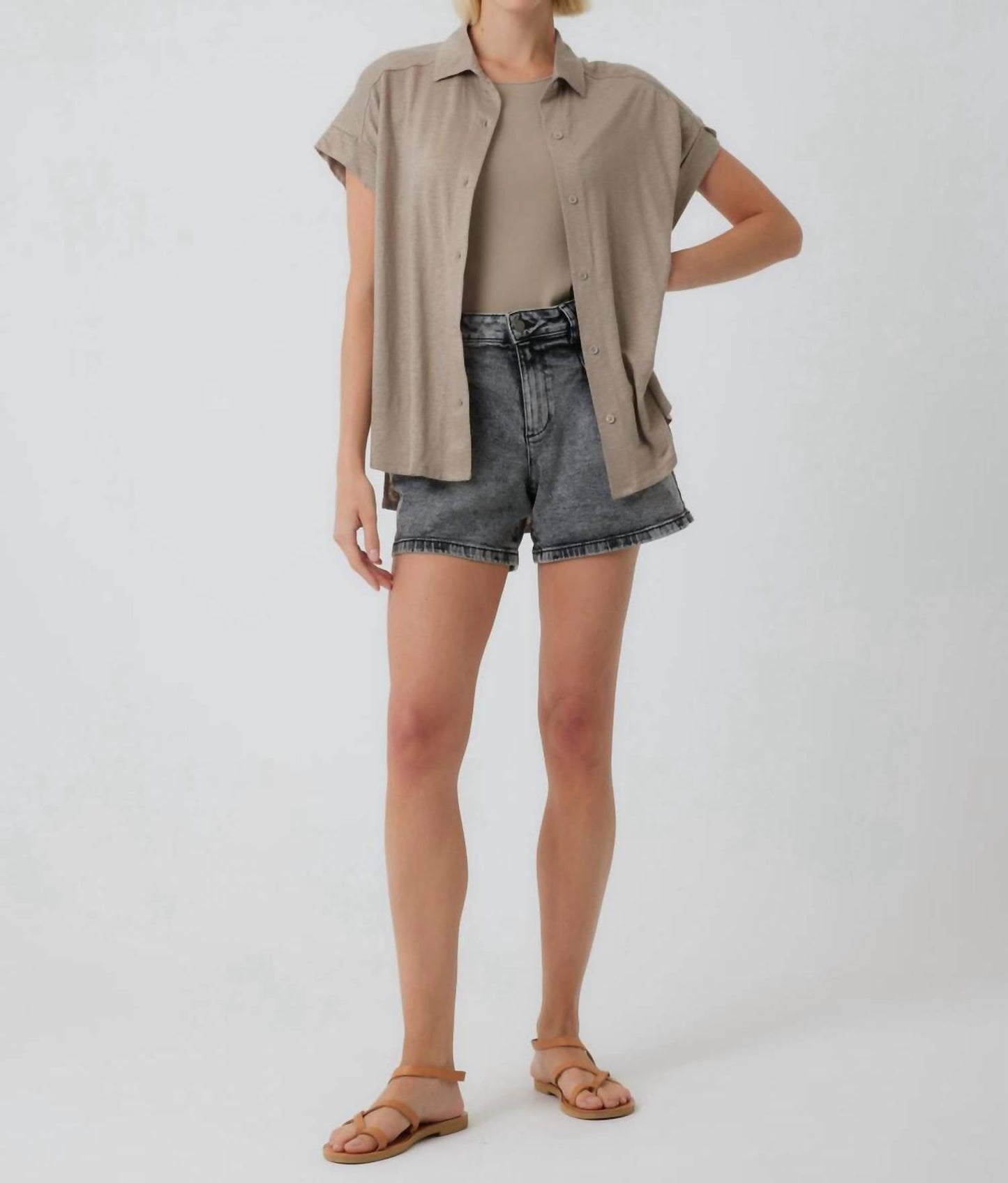 Majestic Filatures - Stretch Linen Short Sleeve Shirt With Rolled Cuff