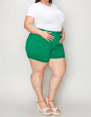 Judy Blue - Tummy Control Garment Dyed Denim Shorts - Plus