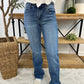 Risen - Mid Rise Fray Hem Bootcut Jeans