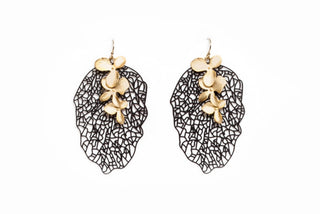 Avenue Chic - Women's Filigree Orchid Leaf Earrings