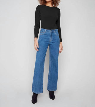 Charlie B - Wide Leg Corduroy Denim Pants