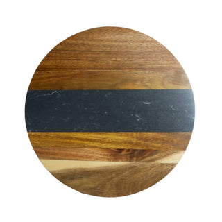 Creative Gifts International - Marble Stripe and Acacia Wood Round Board