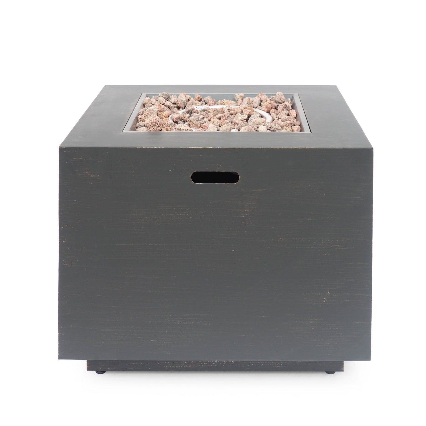 33" Outdoor Iron Square Propane Fire Pit - Brushed Brown