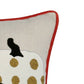 Embroidered Halloween Pumpkin Pillow – Spooky Polka Dot Linen Throw Accent