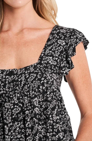 Cece - Floral Ruffle Sleeveless Top