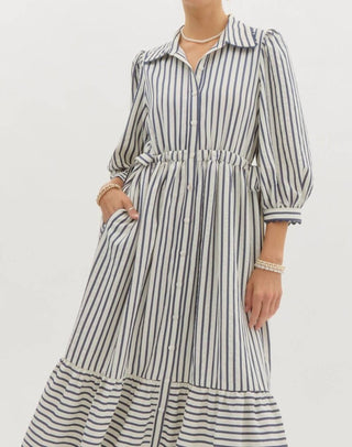 Entro - Striped Midi Dress
