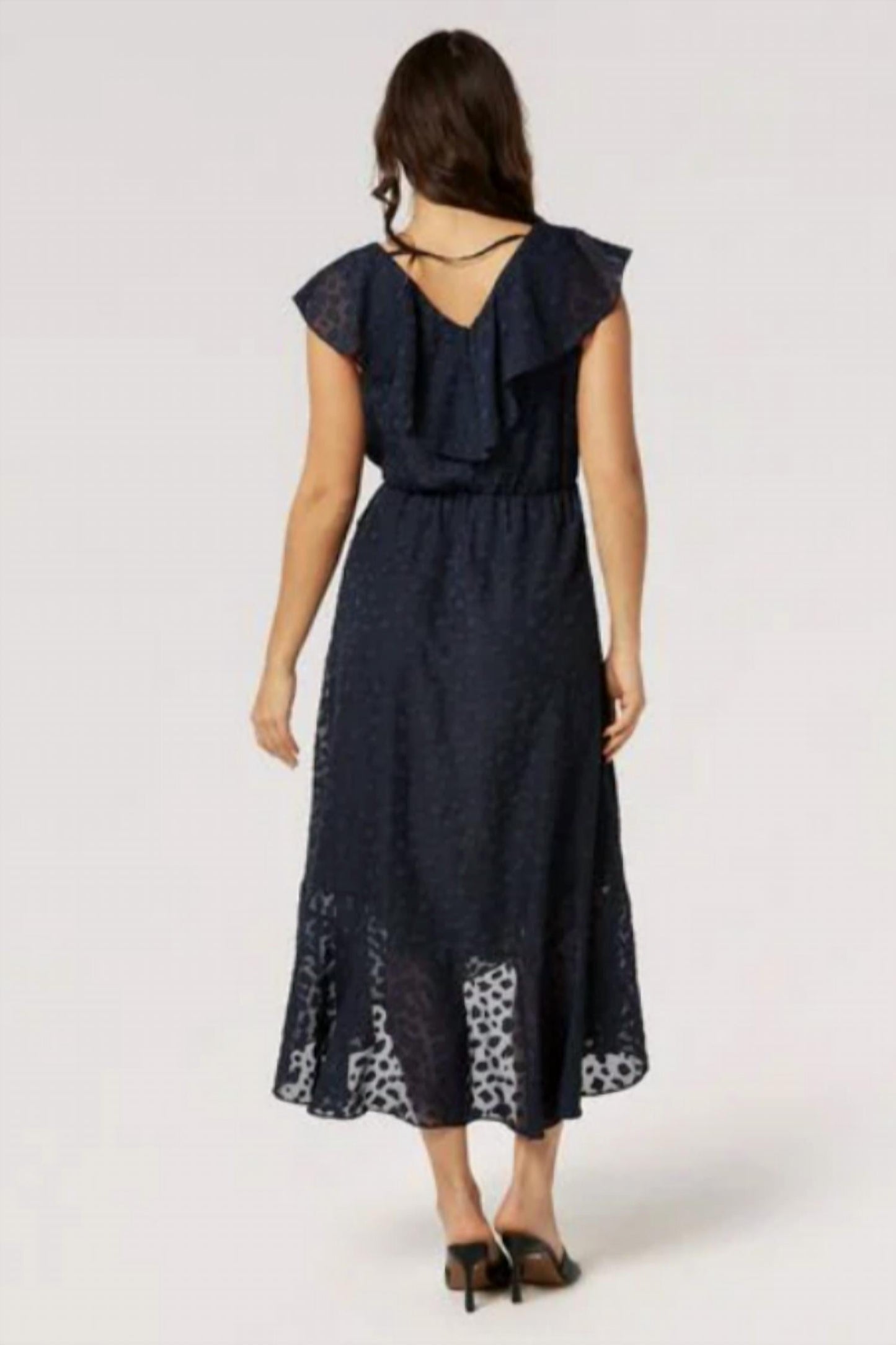 Apricot - Clouds Ruffle Faux Wrap Midi Dress