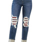 Judy Blue - Buffalo Plaid Destroyed Knee Boyfriend Jeans