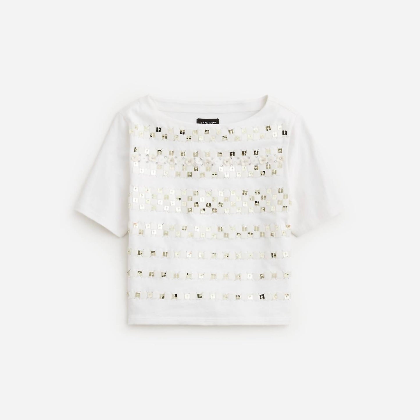 J.Crew - Women's Embellished T-shirt With Floral Appliques