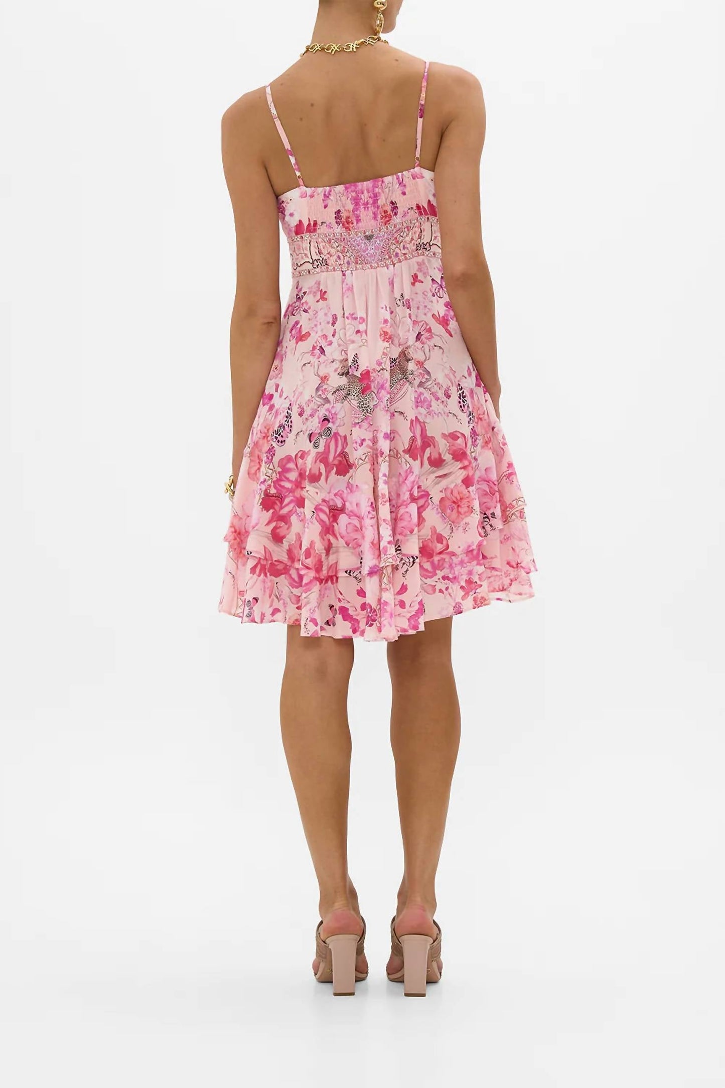 Camilla - Button Front Strappy Frill Dress