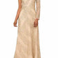 Aidan Mattox - Beaded One Shoulder Long Sleeve A-line Gown