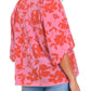 Umgee - Floral Boat Neck High Low Split Hem Top